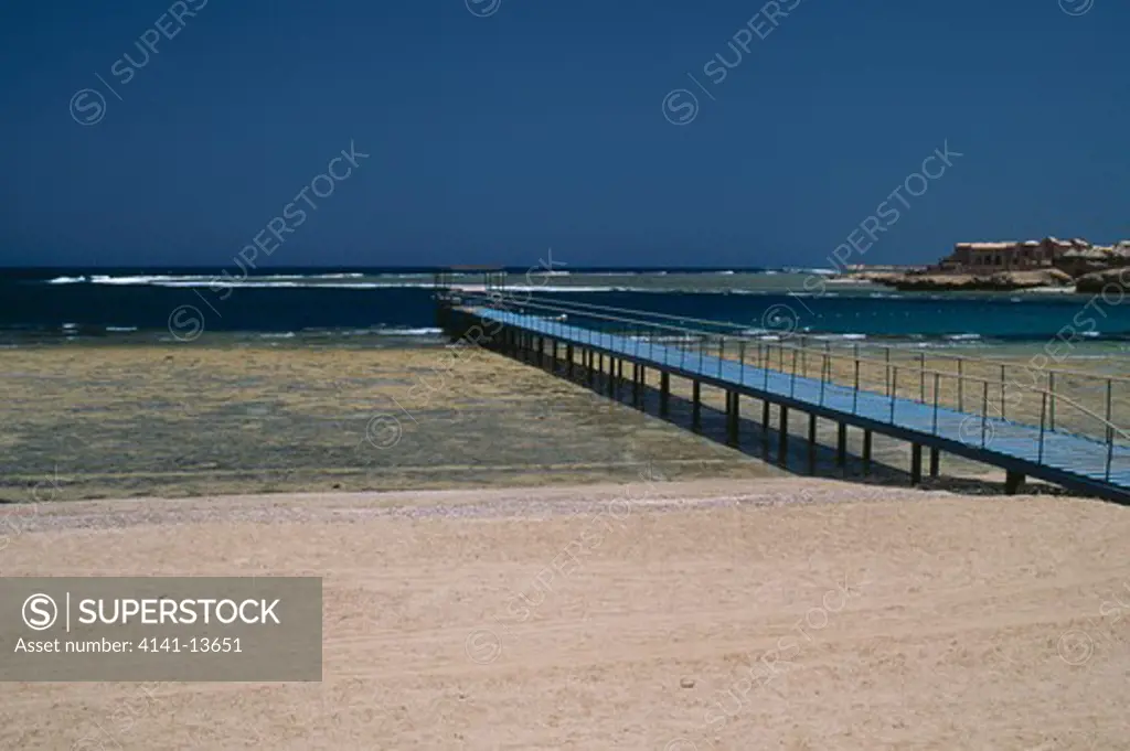 diving jetty built over reef to avoid damage to reef flats near el quseir, red sea, southern egypt