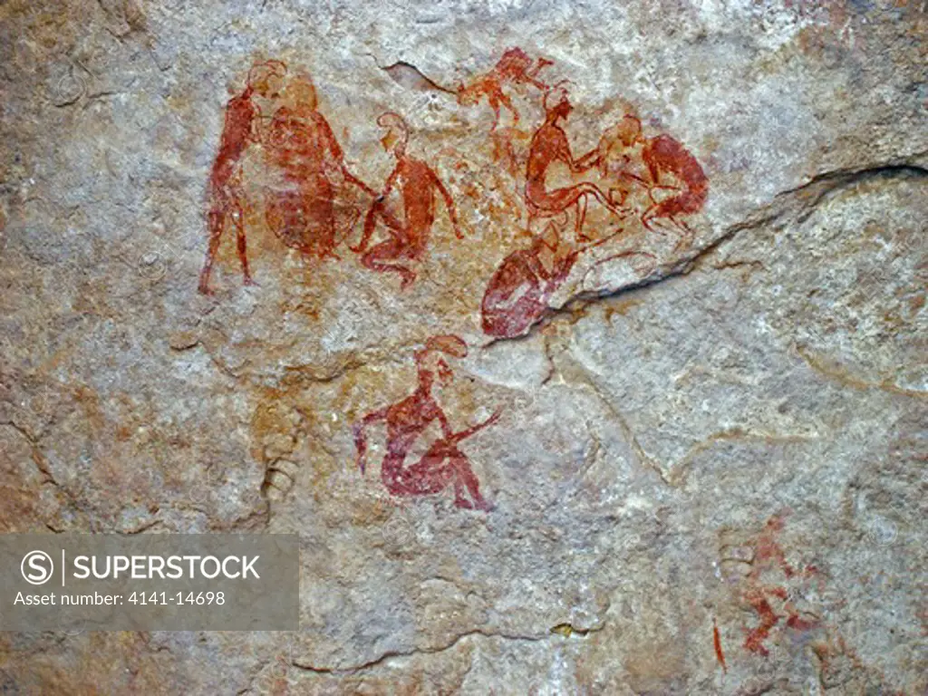 rock paintings dated to about 10,000 years b.p. akakus desert, sahara, fezzan, libya. 