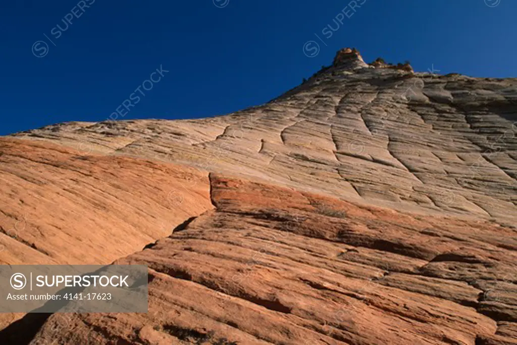 layered sandstone checkerboard mesa in zion national pk, utah, mid-west usa