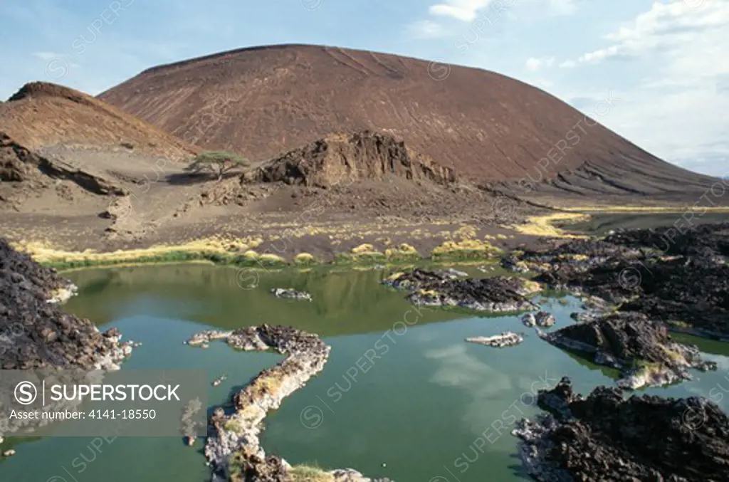 soda pools & volcanic formations nubyatom, lake turkana, kenya, eastern africa 