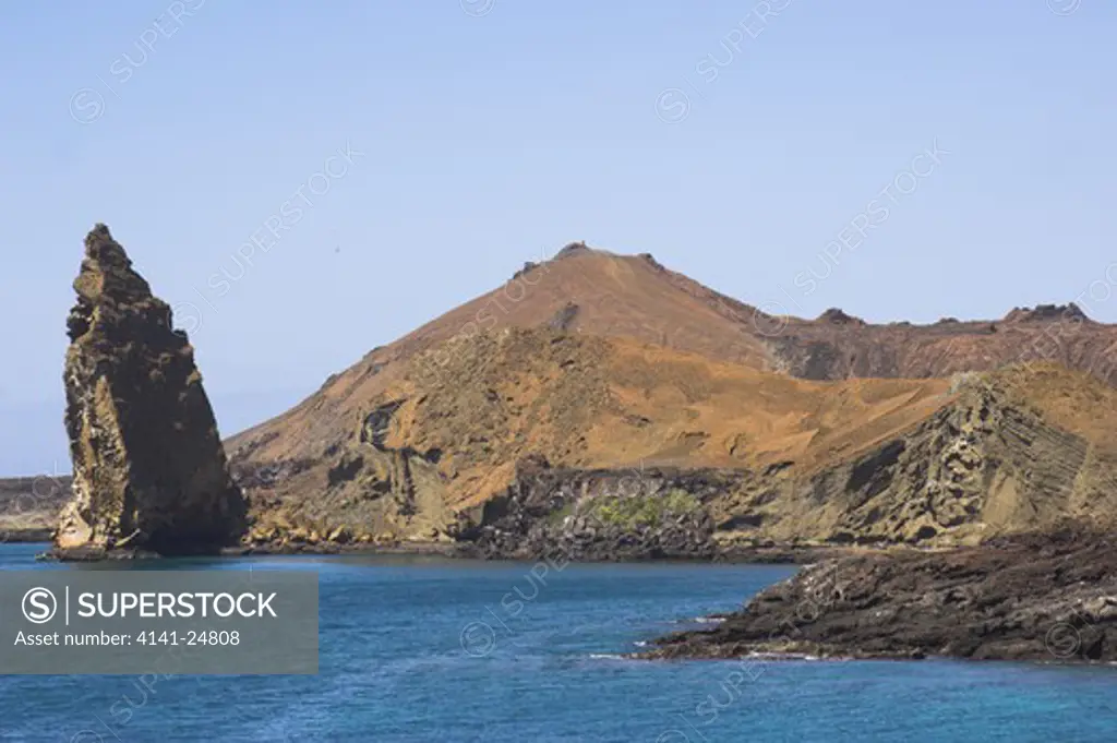 pinnacle rock at isla bartolome galapagos islands.