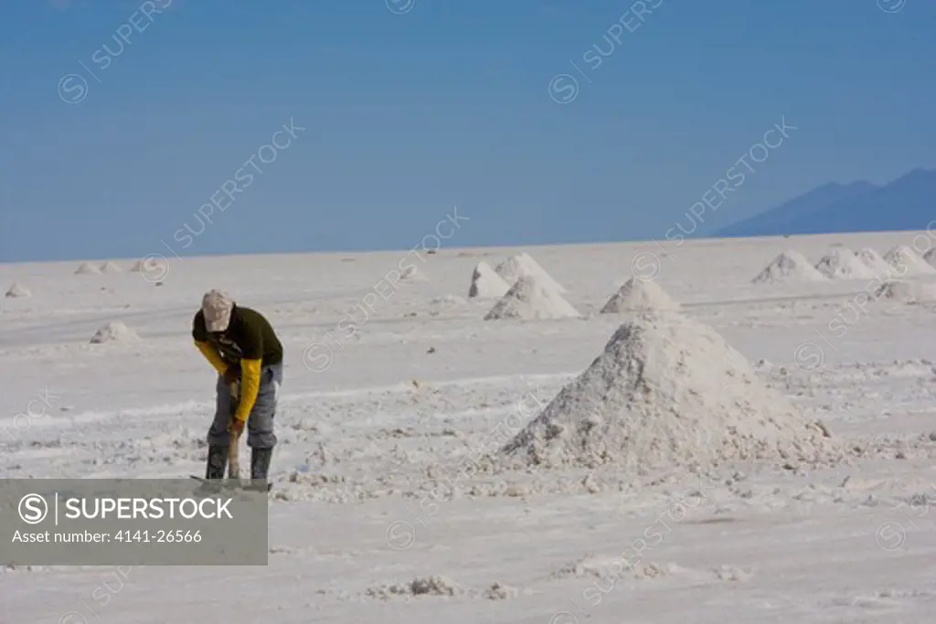 salt mining, uyuni salt flats bolivia (salar de uyuni)