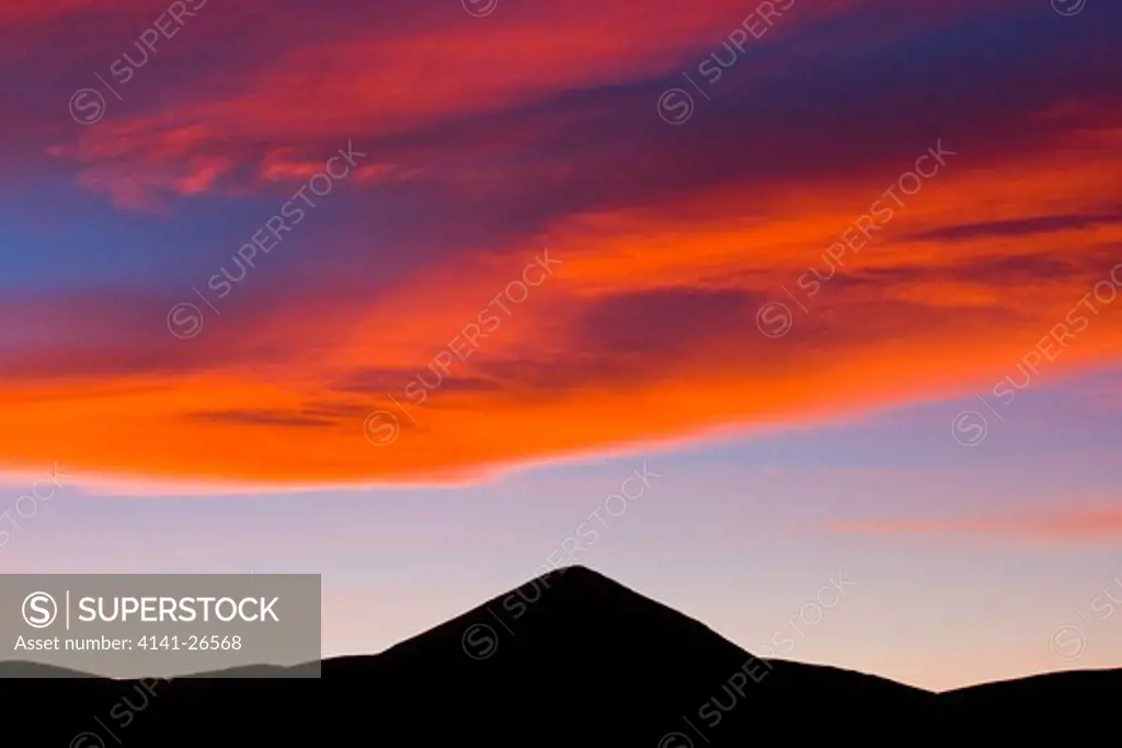 sunset over andes mountains, bolivia, south america 