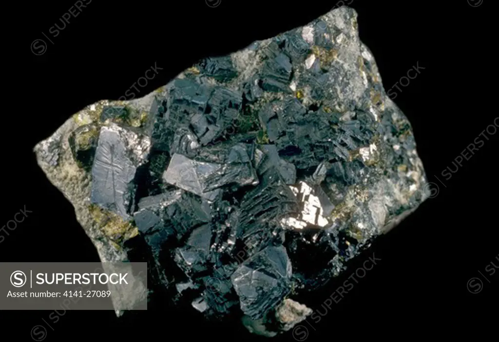 galena lead sulphide pbs with isometric crystals of calcite calcium carbonate caco cumbria, north western england 