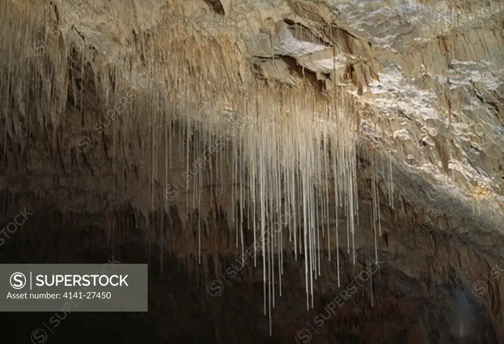 stalactites choranche cave, near grenoble, isere, south eastern france 