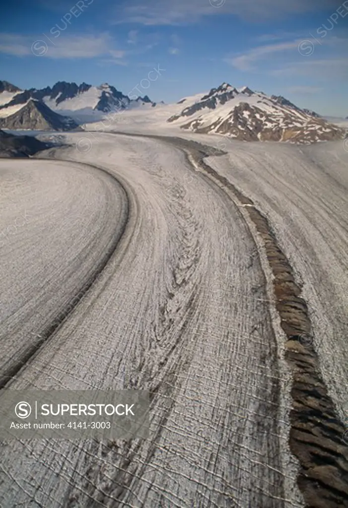 medial moraines casement glacier, glacier bay national park, alaska, usa.