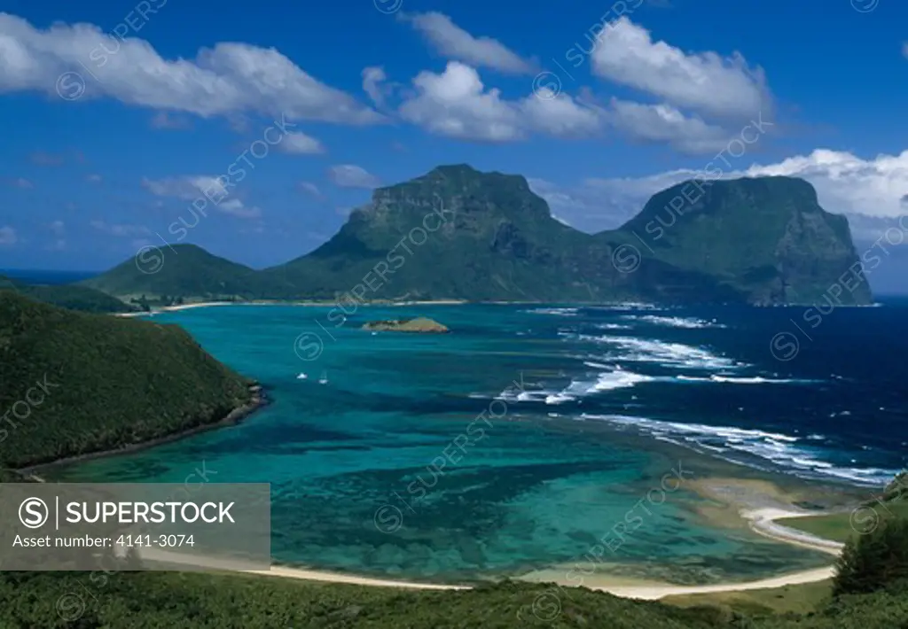 lord howe island lagoon and mts lidgbird & gower new south wales, australia (volcanic remnant) world heritage site
