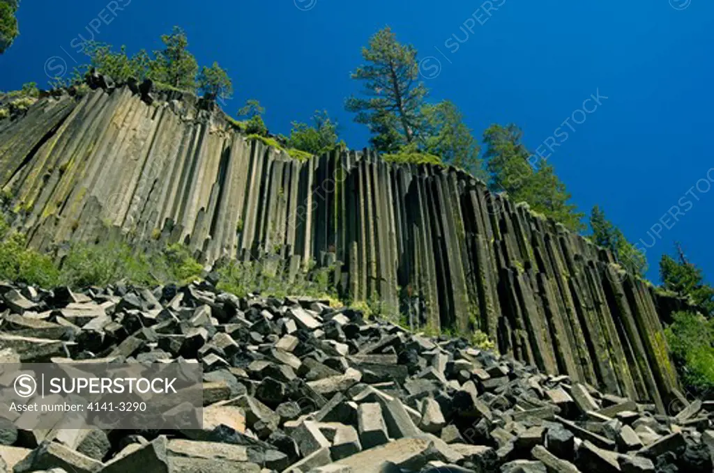 devil's postpile national monument columnar basalt, sierra nevada mountains.