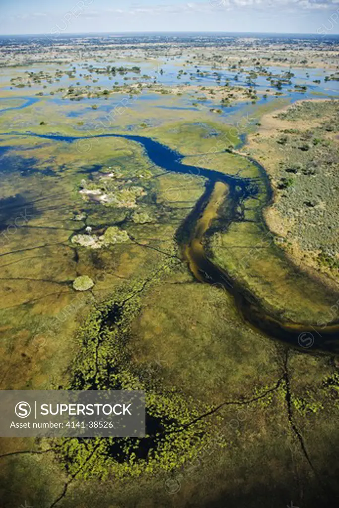 aerial view of islands and waterways central okovango wilderness area in the delta, botswana. date: 18.12.2008 ref: zb538_126466_0016 compulsory credit: nhpa/photoshot