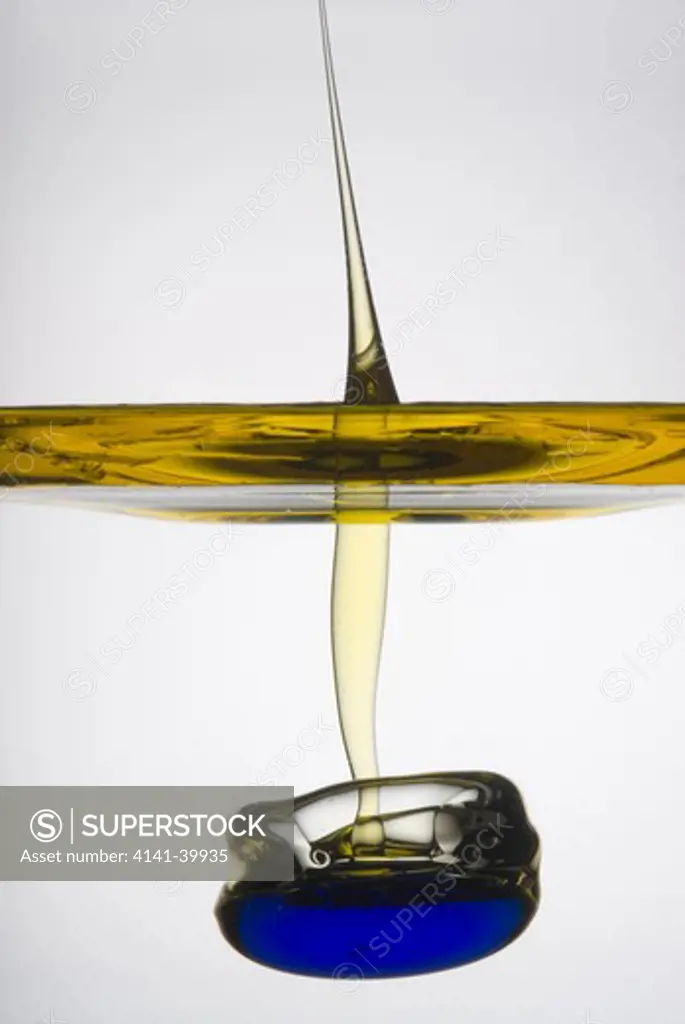 high-speed splash image: glass bead plunging through oil