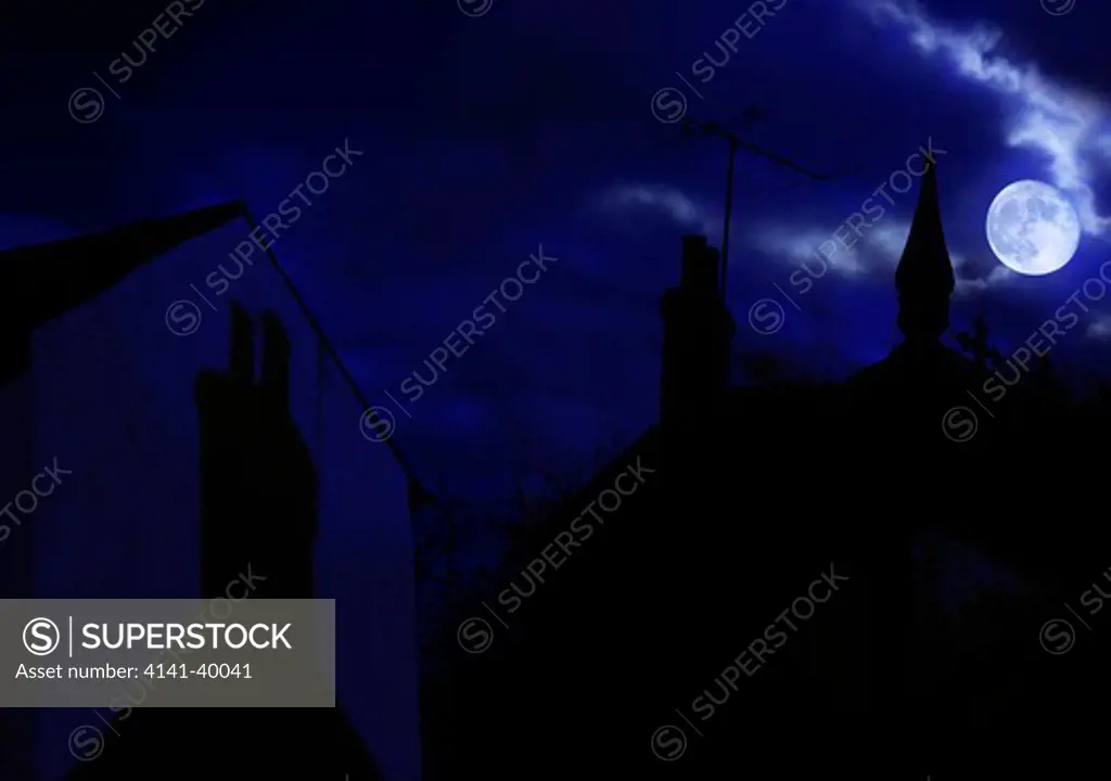 rooftops by moonlight, composite image 