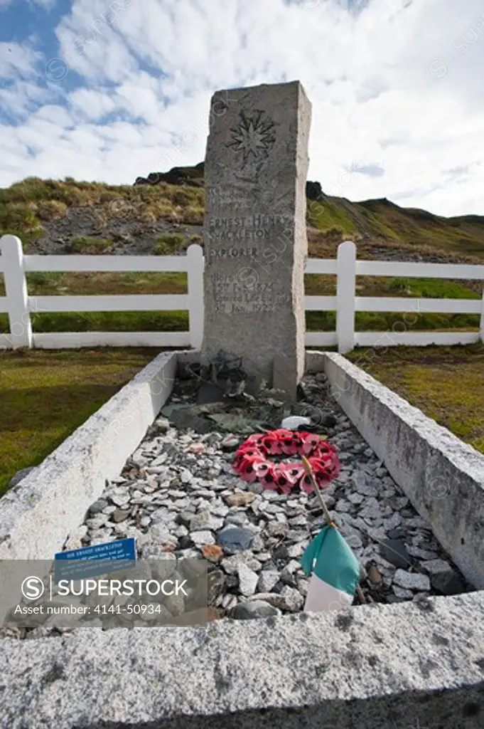 Ernest Shakleton'S Grave. Grave Yard, Grytviken, South Georgia, South Atlantic.