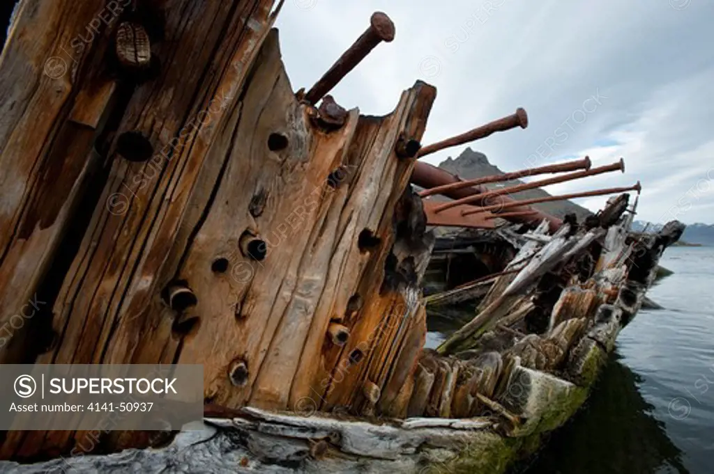 Decaying Remains Of An Old Whaling Vessel. Grytviken, South Georgia, South Atlantic.