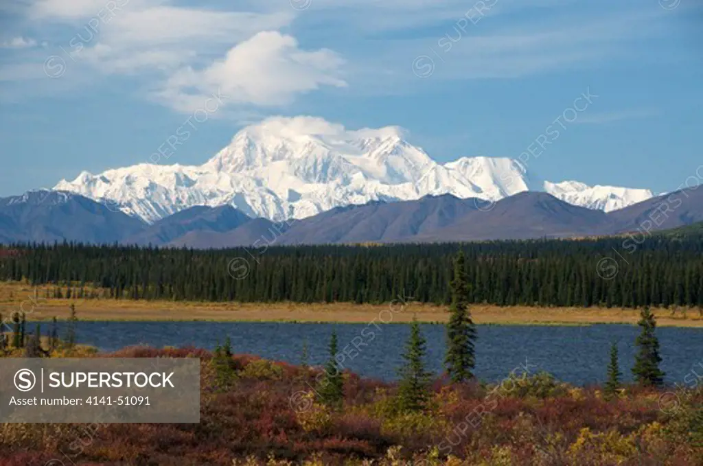 Mount Mckinley (Denali) From The Parks Highway, Alaska.  Autumn-September.