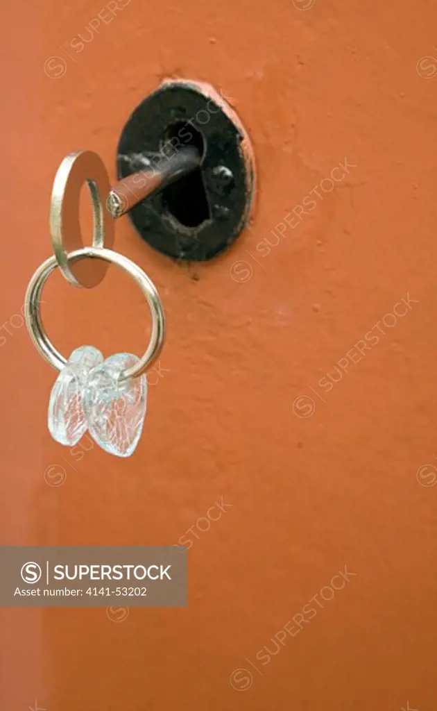 Key On Keyring In House Door Lock