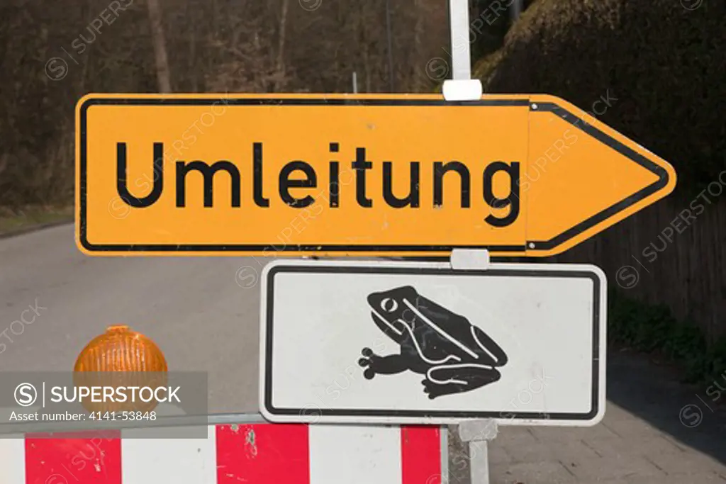 Roadblock For Toad Migration, Bufo Bufo, Munich, Bavaria, Germany