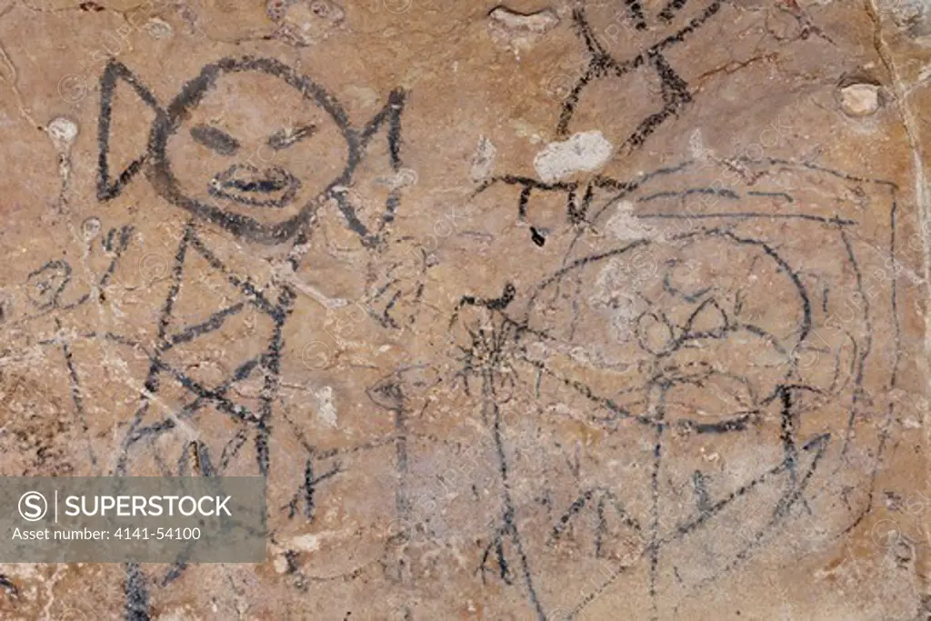 Pre-Columbian Rock Paintings Inside La Linea Limestone Cave, Los Haitises National Park, Dominican Republic