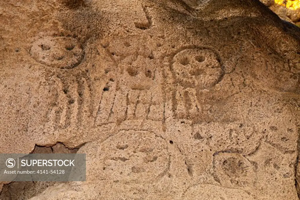 Prehistoric Rock Engravings Of Taino Culture Caritas De Los Indios , Isla Cabritos National Park, Lago Enriquillo, Dominican Republic