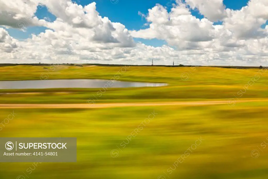 Vast Prairie Of Montana, Viewed From The Amtrak Empire Builder, With Foreground Motion Blur Due To The Moving Train, Usa, Empire_Builder-192