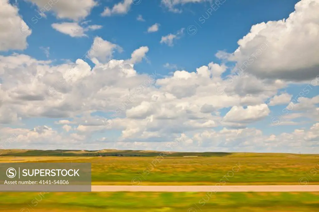Vast Prairie Of Montana, Viewed From The Amtrak Empire Builder, With Foreground Motion Blur Due To The Moving Train, Usa, Empire_Builder-213