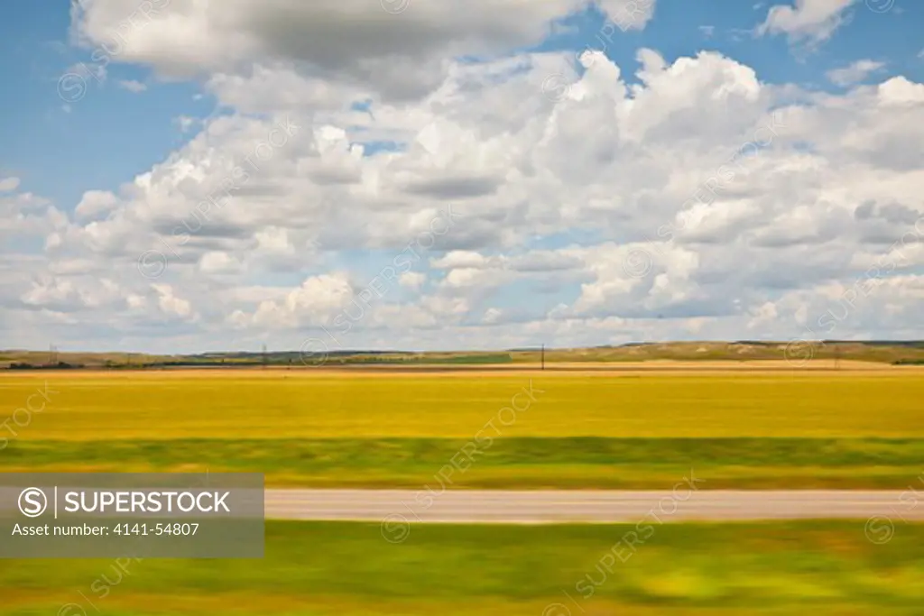 Vast Prairie Of Montana, Viewed From The Amtrak Empire Builder, With Foreground Motion Blur Due To The Moving Train, Usa, Empire_Builder-215