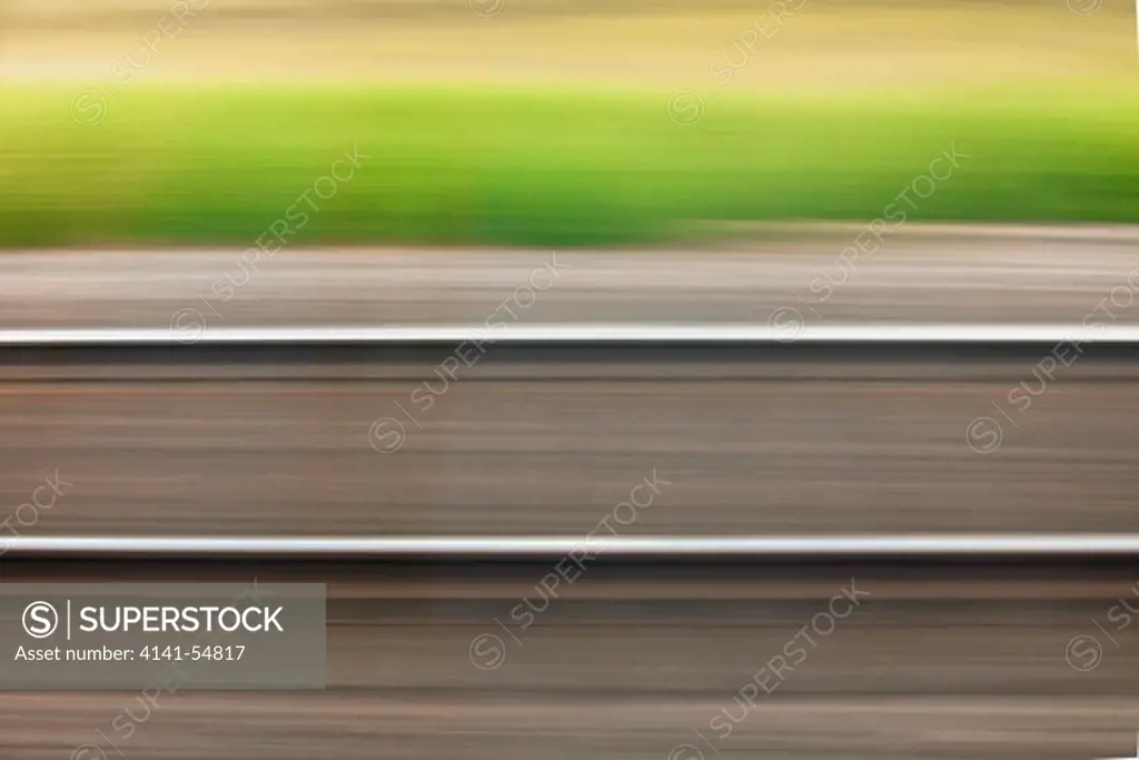 Motion Of Rails And The Passing Landscape Near The Tracks, Viewed From The Amtrak Empire Builder In Montana, Usa, Empire_Builder-255