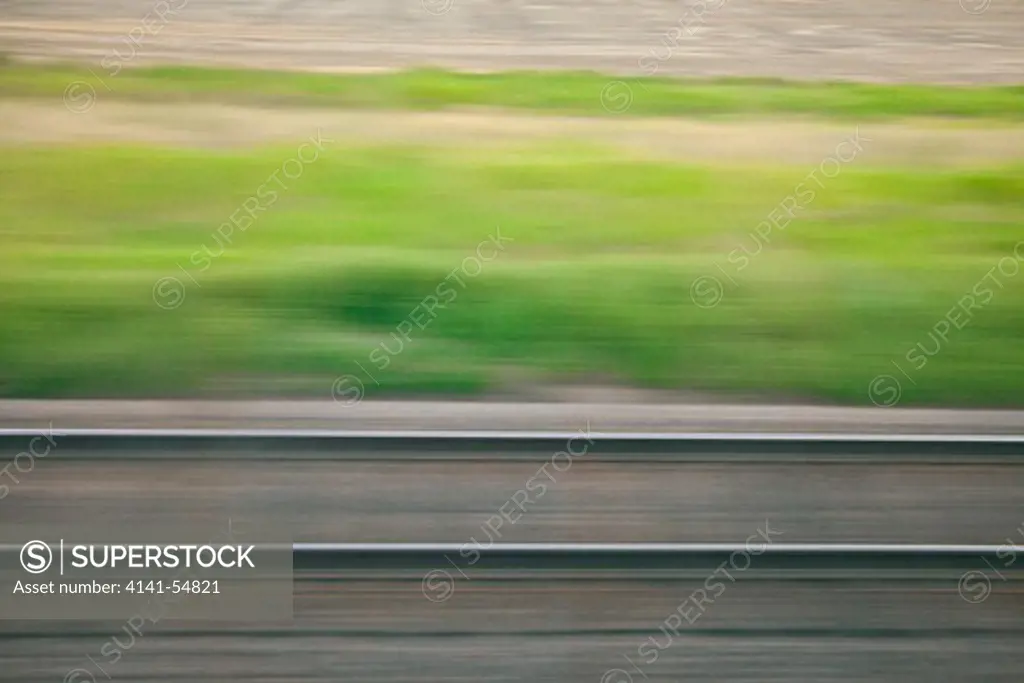Motion Of Rails And The Passing Landscape Near The Tracks, Viewed From The Amtrak Empire Builder In Montana, Usa, Empire_Builder-274