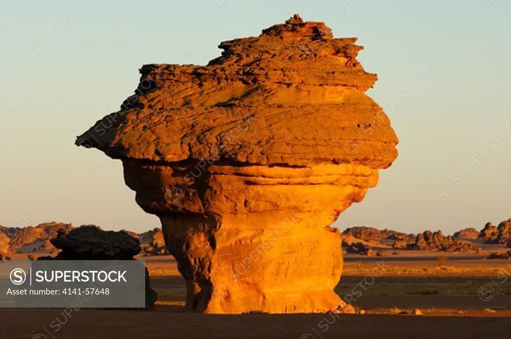 Morning Light On Bizarre Rock Formations In The Acacus Mountains, Libya