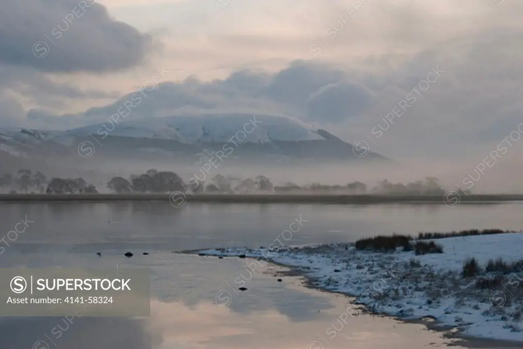 Latrigg As The Mist Breaks During A Cloud Inversion Across Bassenthwaite Lake, Lake District, Cumbria, Uk