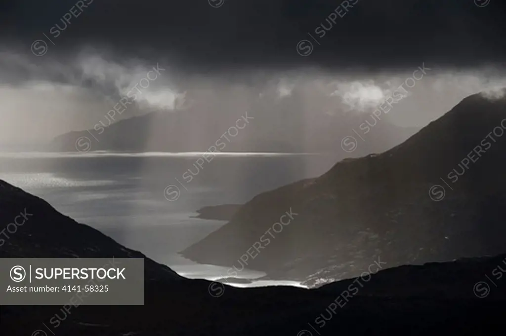 Loch Scavaig Sunbeams, Isle Of Skye, Scotland
