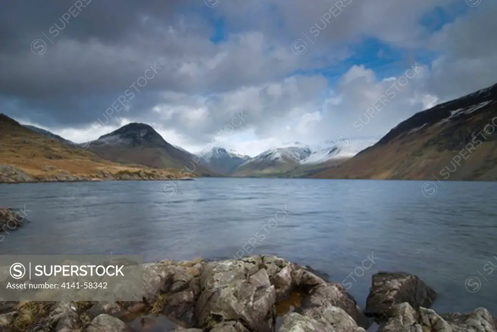 Cloudy Sky Over Wast Water At Wintertime, Lake District, Cumbria, Uk