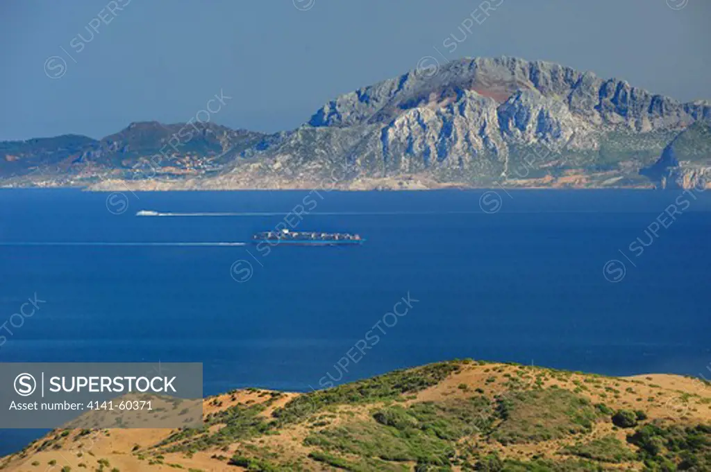 Gibraltar Strait From European Side. Tarifa (Spain) - Yebel Musa (Morocco)