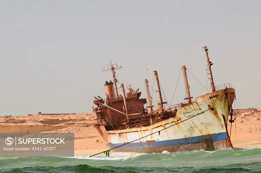 Abandoned Ship At Cap Blanc. Mauritania, West Africa.