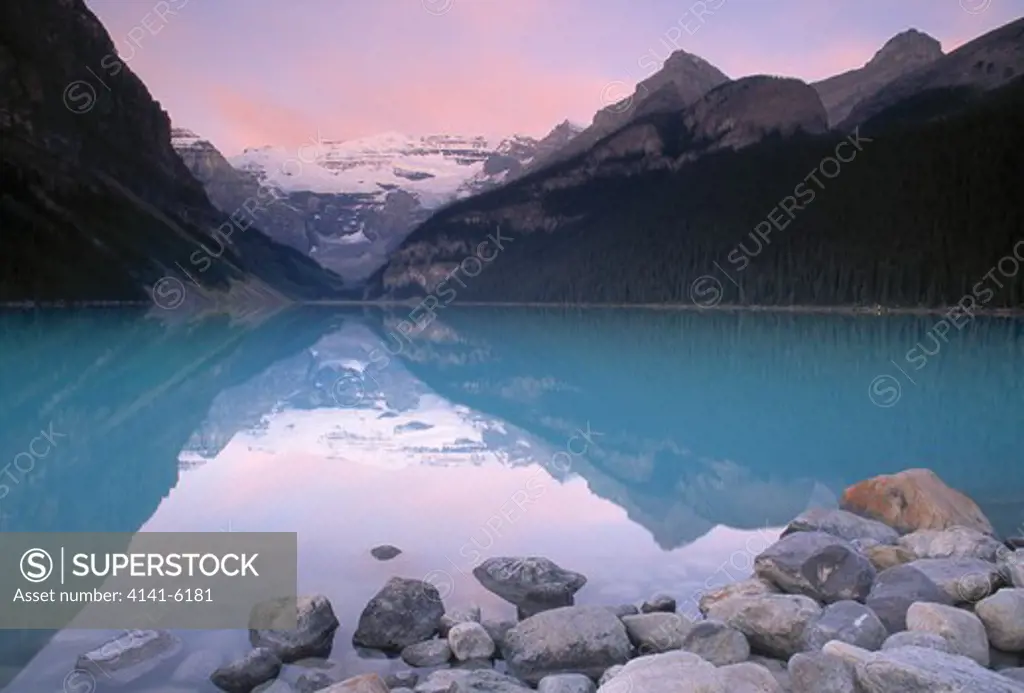 bannf national park at sunrise with mt victoria & lake louise alberta, south western canada