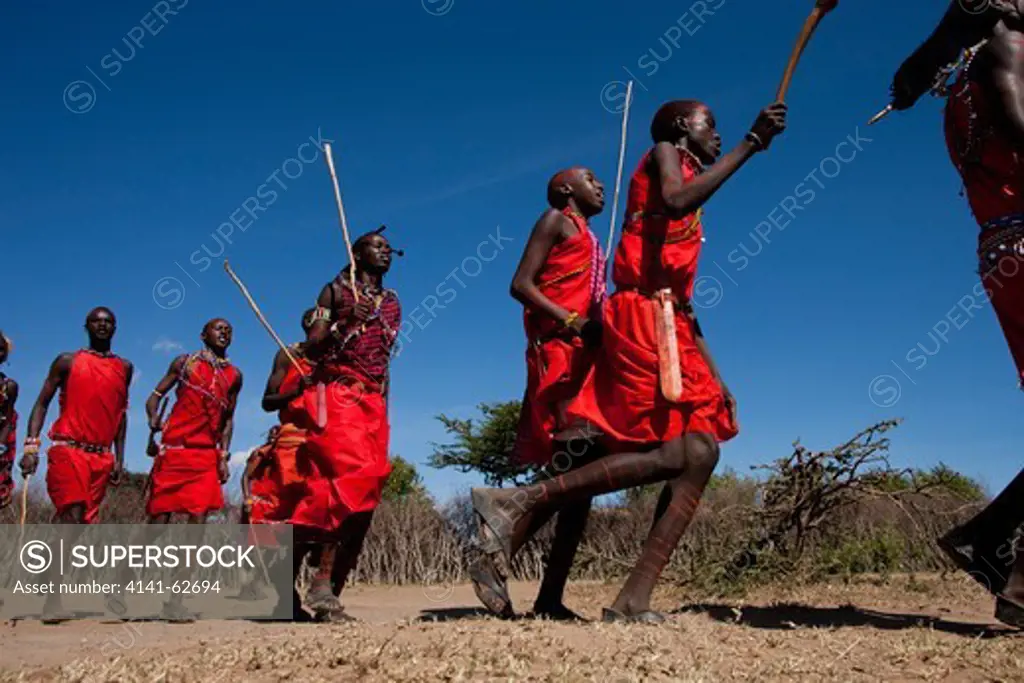 Masai Tribe, Hamar, During Dancing Ceremony, Upper Mara, Masai Mara Game Reserve, Kenya