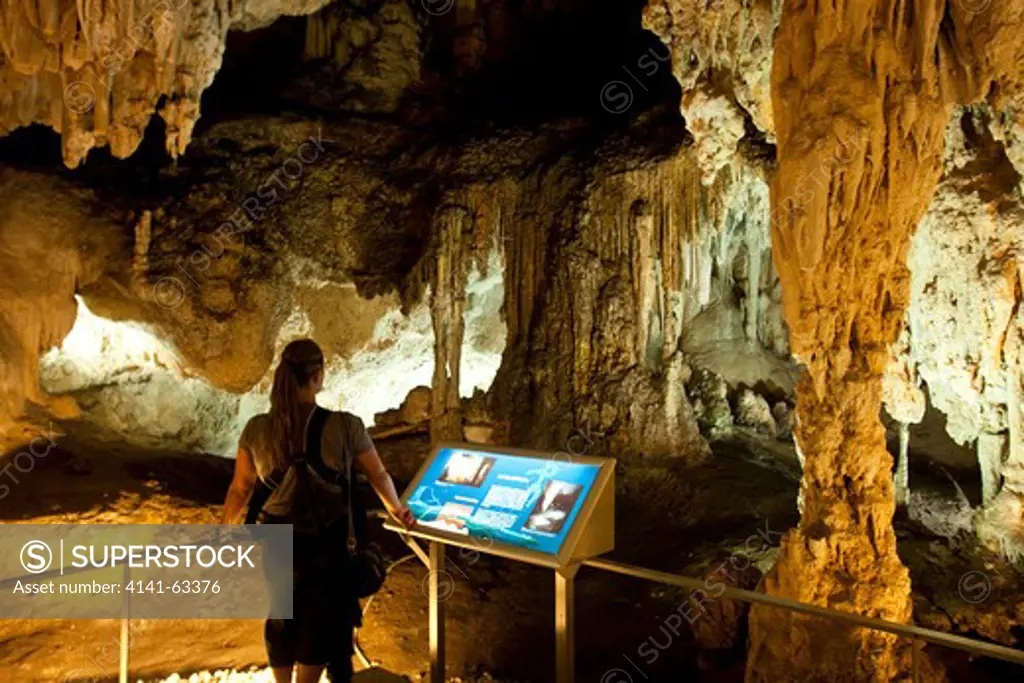 Nerja Cave,  (Cueva De Nerja).  One Of The Most Popular Natural Tourist Destinations In Spain.  This Chamber Contains Stone Age Artifacts And Wall Paintings.  Costa Del Sol, Spain.