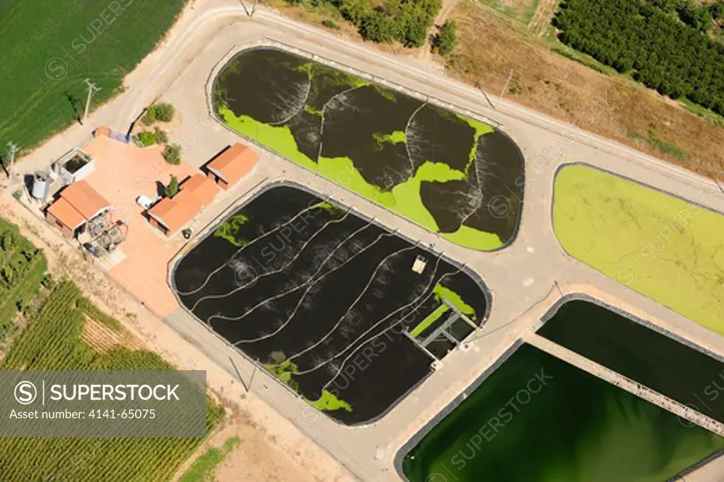 Water Treatment Plant. Sewage Plant Aerial View. Leida, Catalonia. Spain