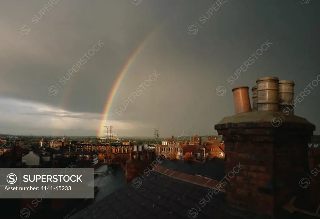 Rainbow Seen Across Roofs, Banbury, Oxfordshire, Southern England