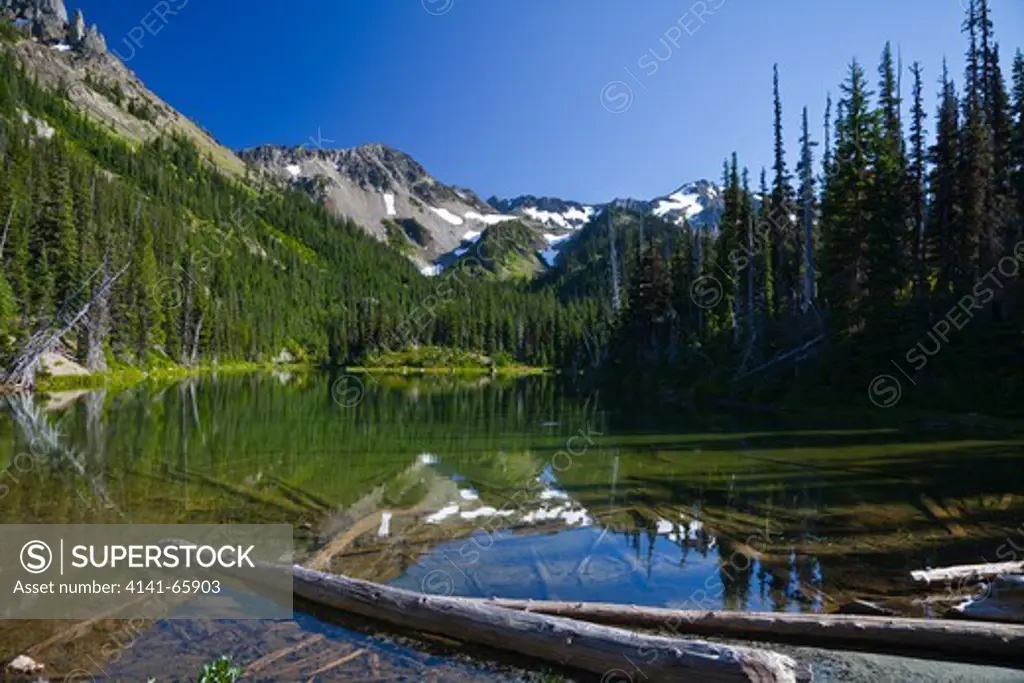 Royal Lake, site of many backcountry campsites, in the valley of Royal Creek, Olympic National Park, Washington State, USA