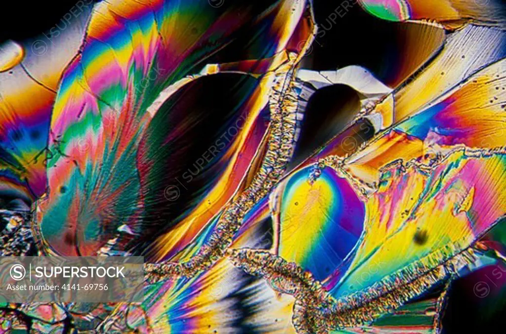Naphthalene cristals photomicrography with polarized light. Portugal