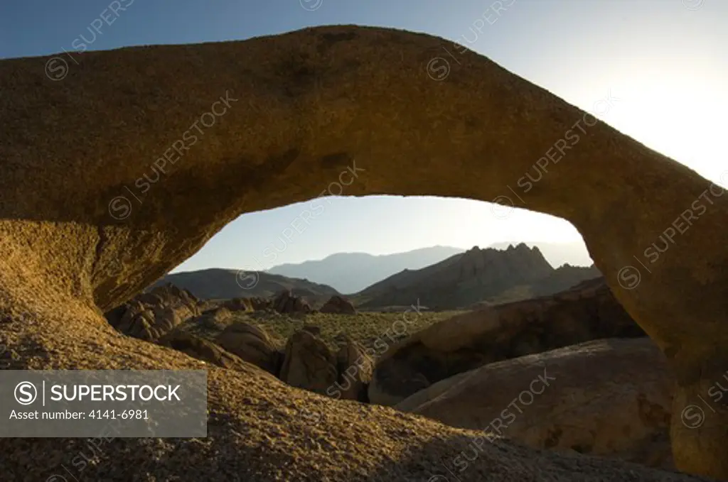 rock arch in the alabama hills near independence, california, usa