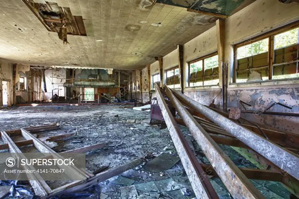 HDR of the dinning hall at Lyndonville Air Force Station on East Mountain in East Haven, Vermont. The US Air Force built the North Concord Radar Station on top of East Mountain in 1955. Its name was changed to Lyndonville Air force Station in 1962 and then closed in 1963. In 1961, the station supposedly reported a UFO sighting, just a few hours (+/-) before the reported abduction of Barney and Betty Hill on September 19-20, 1961.