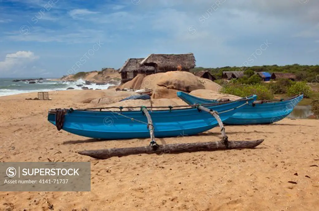 seasonal fishing village on the coast at Yala Sri Lanka Indian Oceon