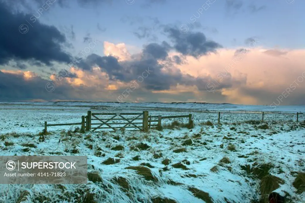 Grazing marshes at Salthouse Norfolk in Winter snow