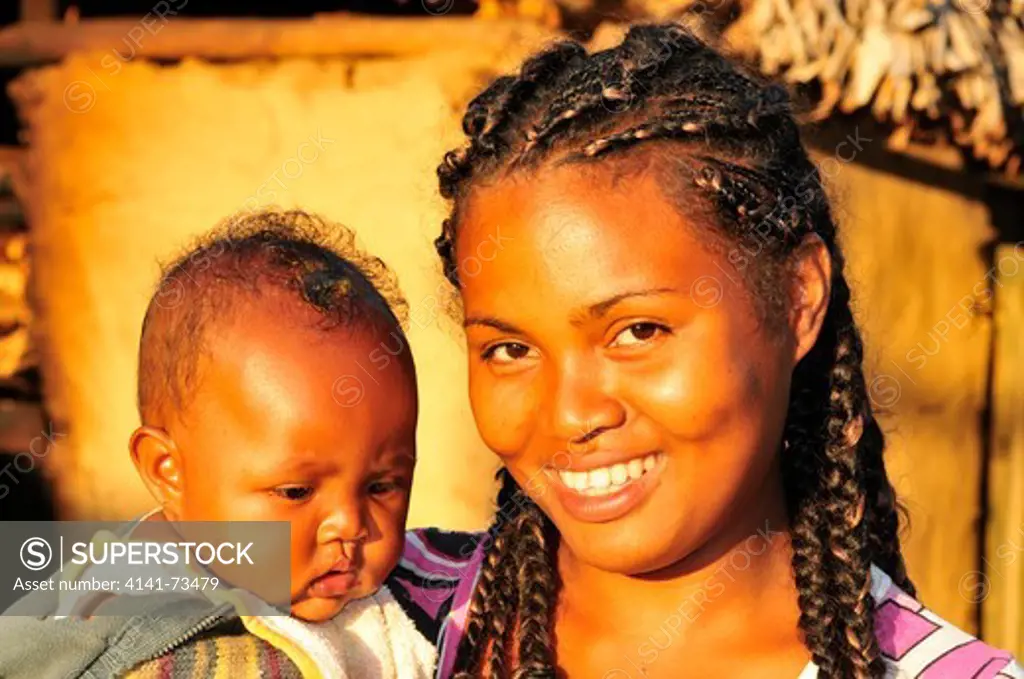 Young Malagasy mother with her child, Ranomafana village, Madagascar