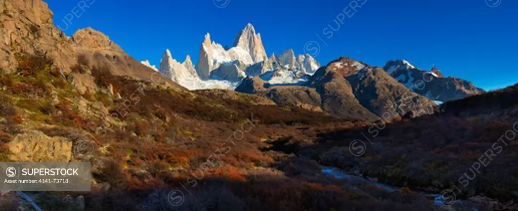Fitz Roy is a mountain located near El Chalte'n village in Patagonia on the border between Argentina and Chile. First climbed in 1952, and remains the most technically challenged mountains for mountaineers. Its height is 3,359m.