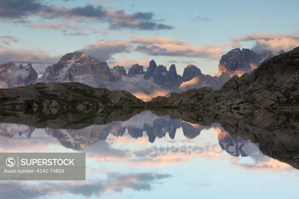Reflected Dolomites at Lake Nero, Adamello-Brenta Natural Park, Trentino, Italy