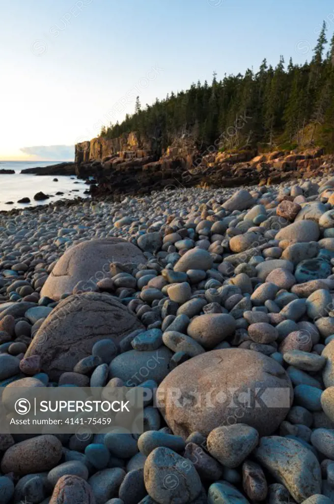 Cobble beach below Otter Cliffs; Acadia National Park, Maine.