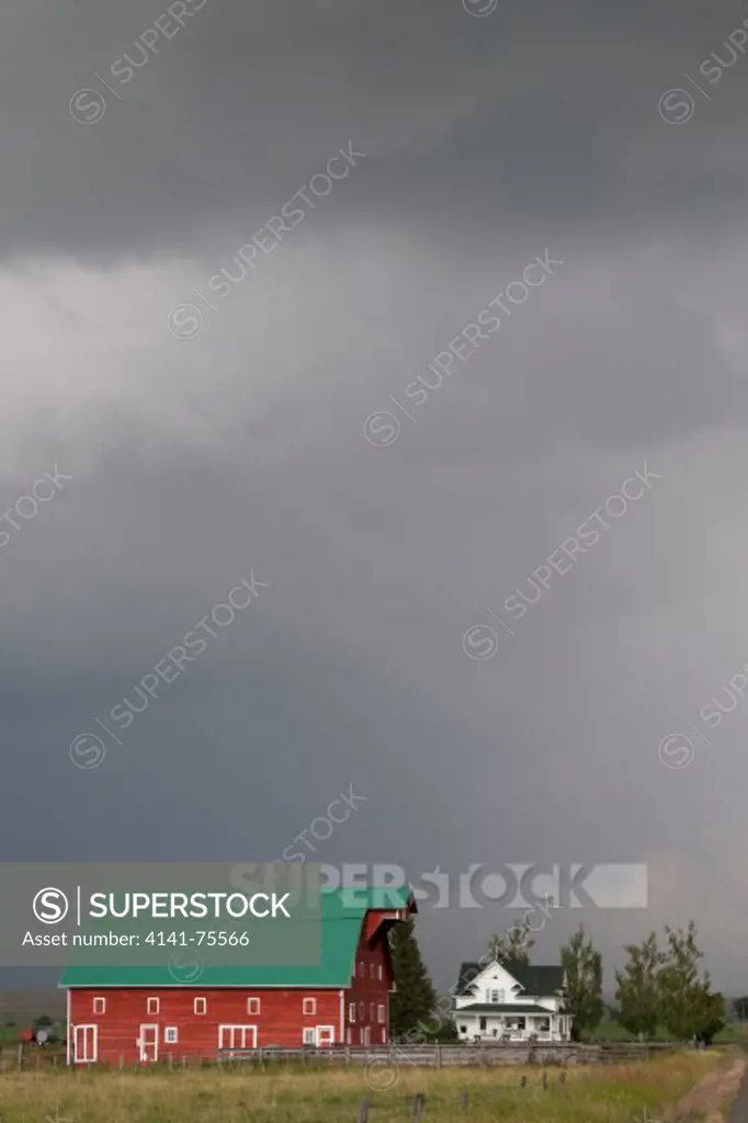 Barn near Joseph, Oregon, with approacing storm.