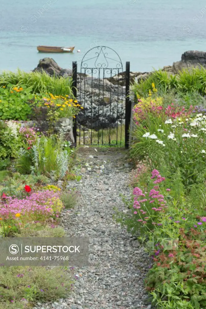 Cottage garden , Flowering borders on Iona, Scotland